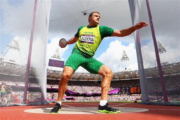 Virgilijus Alekna of Lithuania competes in the Men's Discus Throw qualification on Day 10 of the London 2012 Olympic Games at the Olympic Stadium on August 6, 2012 (Getty Images)