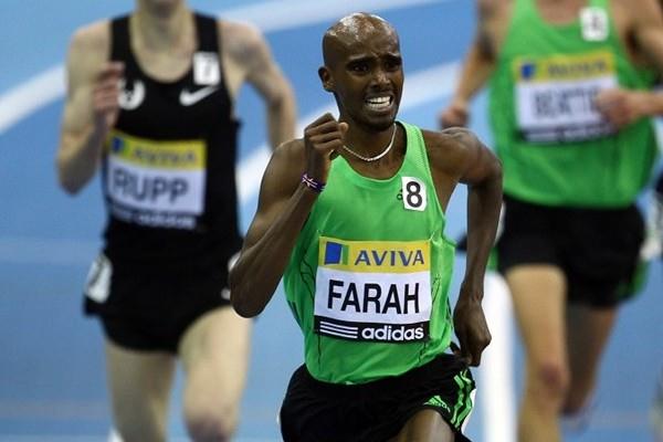 Mo Farah en route to his European indoor 5000m record in Birmingham (Getty Images)