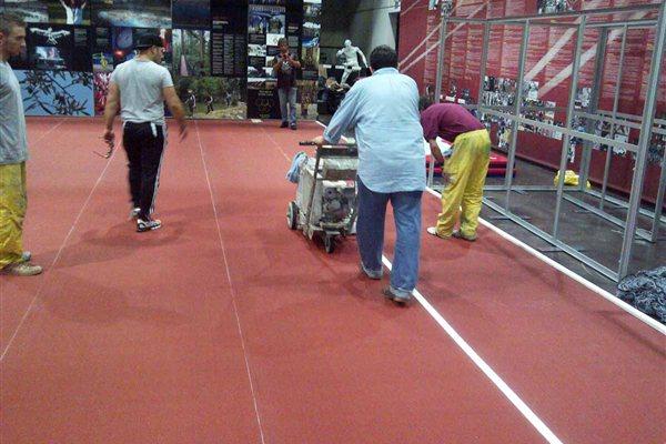 IAAF Centenary Historic Exhibition - the track lines are painted (Chris Turner / IAAF)