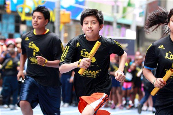 Celebrating the IAAF Centenary in Times Square  (Victah Sailer)