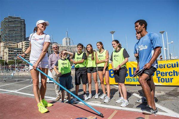 Yelena Isinbayeva attends the IAAF-Nestlé Kids’ Athletics in Monaco leading up to the Herculis meeting (Philippe Fitte)