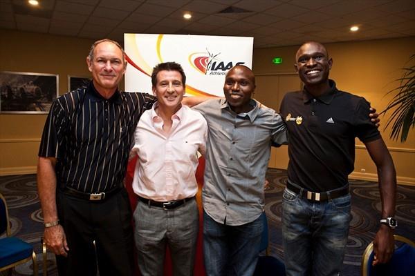 A historic gathering of 800m world record holders in Monaco - Alberto Juantorena, Lord Sebastian Coe, Wilson Kipketer and David Rudisha (Phillipe Fitte)