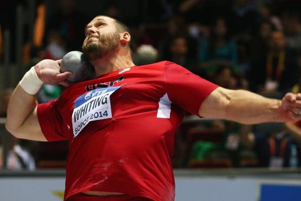 Ryan Whiting in the shot put final at the 2014 IAAF World Indoor Championships in Sopot (Getty Images)