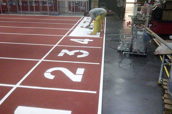 IAAF Centenary Historic Exhibition - lane numbers are painted (Chris Turner / IAAF)