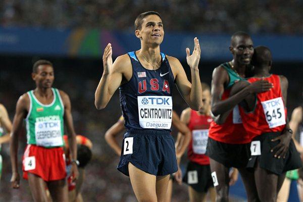 Matthew Centrowitz of the USA celebrates his bronze medal in the men's 1500 metres final  (Getty Images)