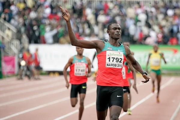 David Rudisha after his 1:42.84 African championships record in Nairobi (Mohammed Amin)
