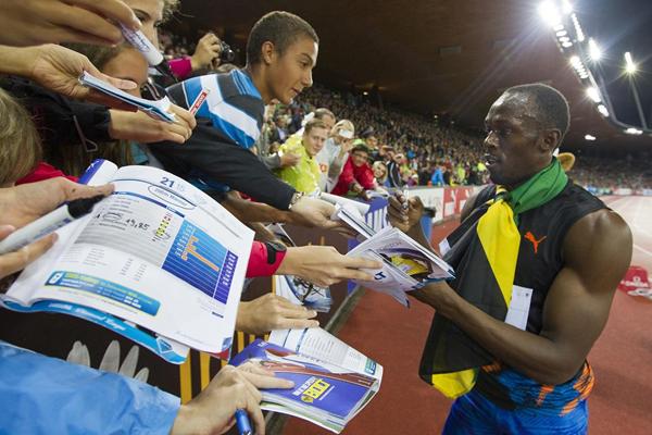 Usain Bolt meets his fans at the 2012 Diamond League meeting in Zurich (Weltklasse Zürich)