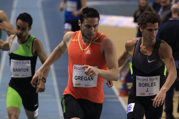 Brian Gregan winning at the 2013 Gent Indoor meeting (Jean-Pierre Durand)