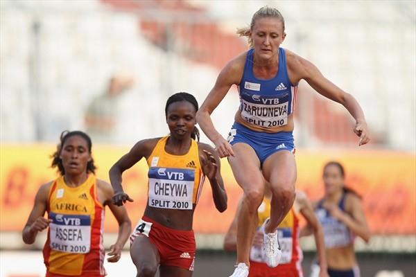 Yuliya Zarudneva just a few strides before her Continental Cup steeplechase record in Split (Getty Images)