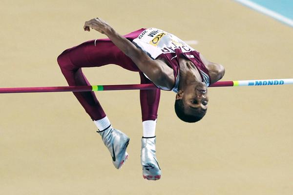 Mutaz Barshim of Qatar competes in the Men's High Jump qualification during day two - WIC Istanbul (Getty Images)