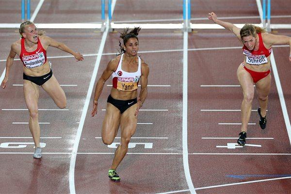 Nevin Yanit successfully defends her European 100m Hurdles title (Getty Images)
