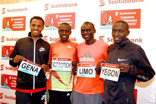 Siraj Gena, John Kiprotich, Felix Limo and Gilbert Yegon meet the press in Toronto (Victah Sailer - Photo Run)