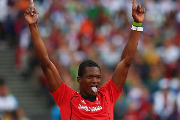 Keshorn Walcott of Trinidad and Tobago celebrates as he won the Men's Javelin Throw Final of the London 2012 Olympic Games on 11 August 2012 (Getty Images)