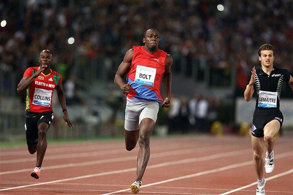 Usain Bolt at the 2012 Rome Samsung Diamond League meeting (Giancarlo Colombo)