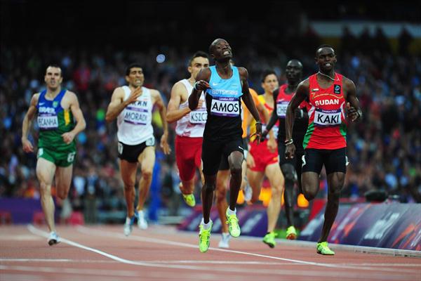Abubaker Kaki of Sudan and Nijel Amos of Botswana lead the pack in the Men's 800m Semifinals on Day 11 of the London 2012 Olympic Games at Olympic Stadium on August 7, 2012 (Getty Images)