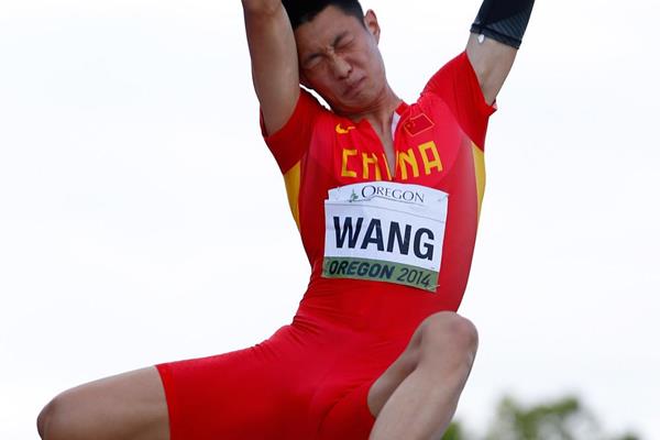 Wang Jianan on his way to gold in the long jump at the IAAF World Junior Championships, Oregon 2014 (Getty Images) Wang Jianan on his way to gold in the long jump at the IAAF World Junior Championships, Oregon 2014 (Getty Images)