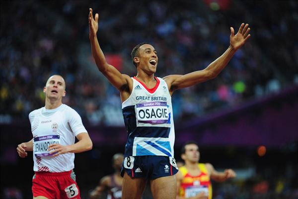 Andrew Osagie of Great Britain reacts after being  qualified for the  Men's 800m finals - London 2012 Olympic Games  on August 7, 2012 (Getty Images)