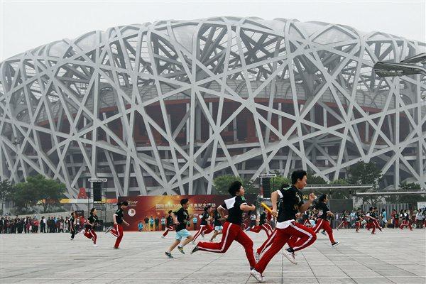 Second and final leg of race - at the '100 Kids - 100 metres - 100 years' event in Beijing Olympic Park to celebrate the year of the IAAF Centenary (Getty Images)