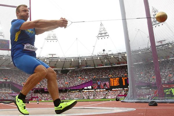 Olexiy Sokyrskiyy of Ukraine competes during the Men's Hammer Throw qualification on Day 7 of the London 2012 Olympic Games at Olympic Stadium on August 3, 2012 (Getty Images)