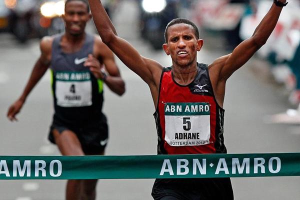 Yemane Tsegay Adhane wins the 2012 Rotterdam Marathon (organisers)