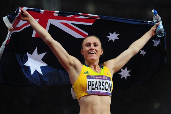 Sally Pearson of Australia celebrates after winning the gold medal in the Women's 100m Hurdles Final on Day 11 of the London 2012 Olympic Games on 7 August 2012 (Getty Images)