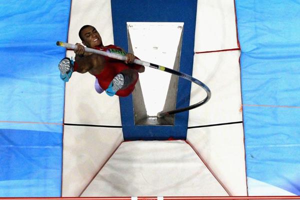 Ashton Eaton in the heptathlon pole vault at the 2014 IAAF World Indoor Championships in Sopot (Getty Images)
