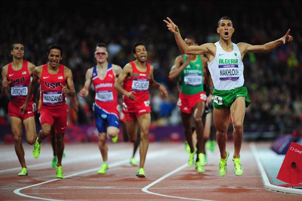 Taoufik Makhloufi of Algeria wins the gold in the Men's 1500m Final on Day 11 of the London 2012 Olympic Games at Olympic Stadium on August 7, 2012  (Getty Images)