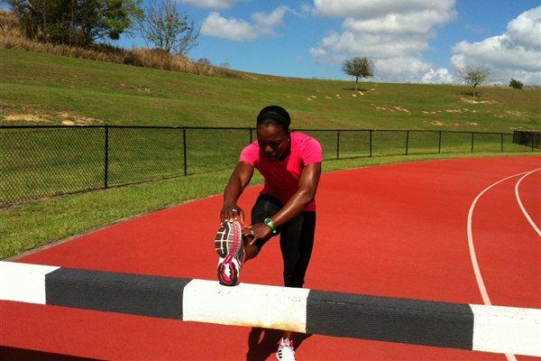 Veronica Campbell Brown in training prior to her World indoor title defence (Claude Bryan)