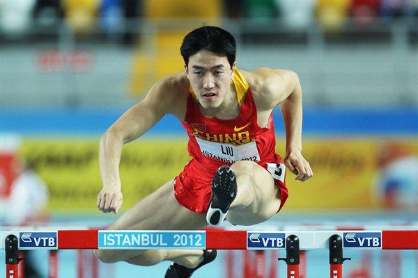 Lui Xiang of China competes in the Men's 60 Metres Hurdles first round during day two - WIC Istanbul (Getty Images)