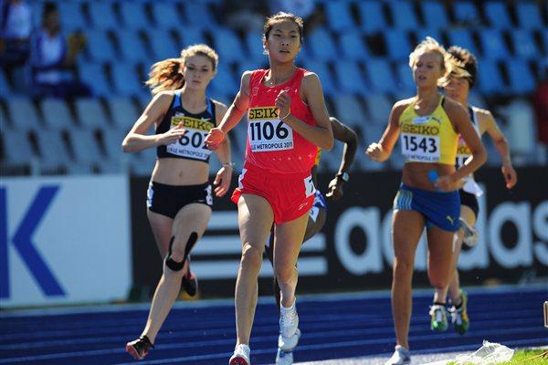 Chunyu WANG of China in action during the Girls 800 metres qualification  (Getty Images)