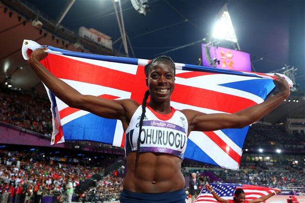 Christine Ohuruogu of Great Britain celebrates winning silver in the Women's 400m Final on Day 9 of the London 2012 Olympic Games at the Olympic Stadium on August 5 2012 (Getty Images)