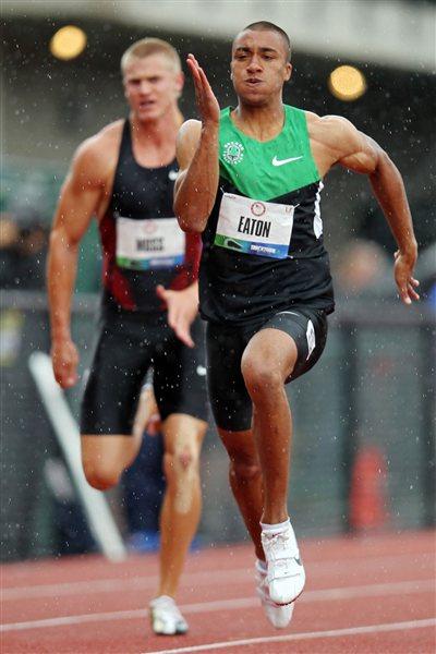 Ashton Eaton in the 100m in the Decathlon at the 2012 US Olympic Trials (Getty Images)