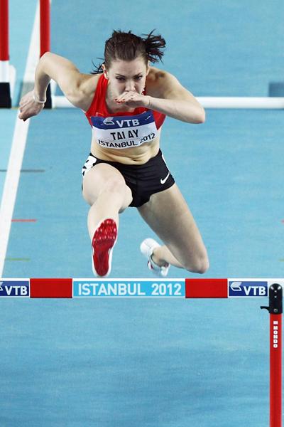 Alina Talay of Belarus in the 60m Hurdles (Getty Images)