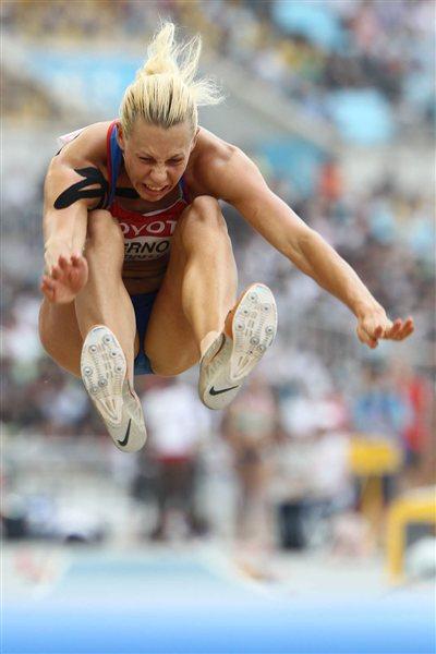 Tatyana Chernova of Russia in the Heptathlon Long Jump (Getty Images)