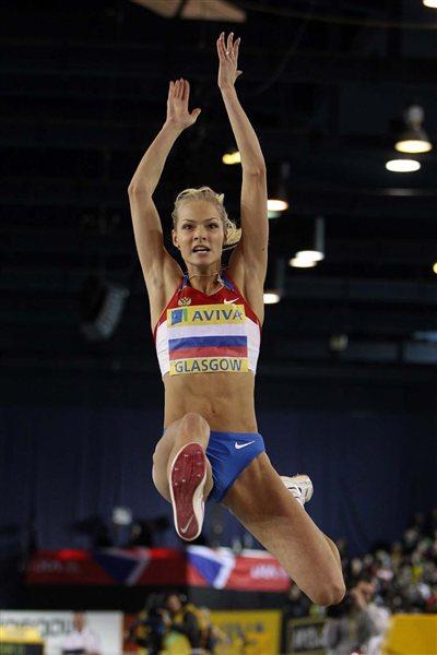 Darya Klishina jumping in Glasgow (Getty Images)