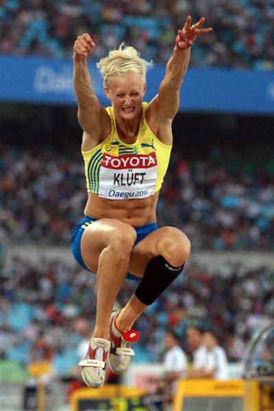 Carolina Kluft of Sweden competes in the women's long jump final during day two  (Getty Images)