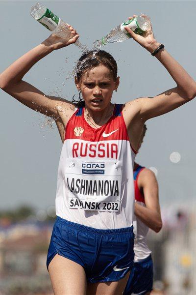 Elena Lashmanova in action at the Saransk World Race Walking Cup (Getty Images)