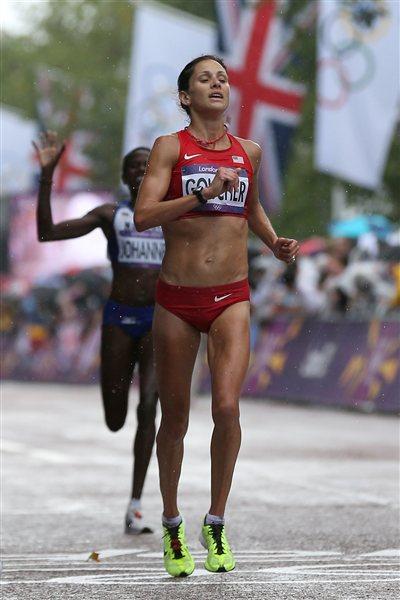 Kara Goucher a of the United States competes during the Women's Marathon on Day 9 of the London 2012 Olympic Games at The Mall on August 5, 2012 (Getty Images)