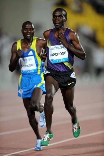Eliud Kipchoge, the winner of the Doha 5000m (Jiro Mochizuki)