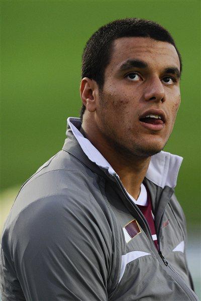 Ashraf Amgad Elseify of Qatar looks on during the Men's Hammer Throw Final on the day five of the 14th IAAF World Junior Championships in Barcelona on 14 July 2012 (Getty Images)