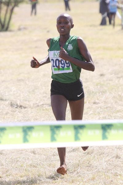 Eunice Kioko winning at the 2013 Athletics Kenya Prisons Cross Country Championships  (Stafford Ondego - The Standard)