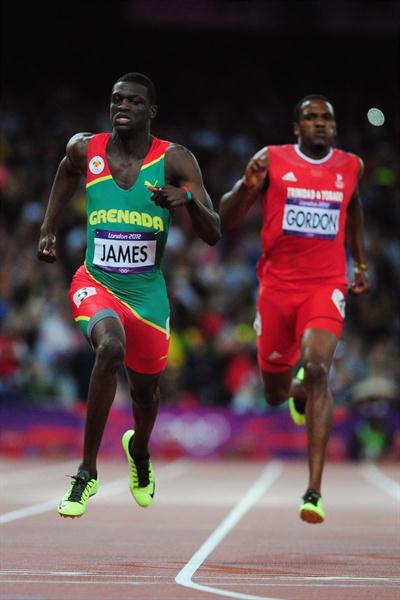Kirani James of Grenada races alongside Lalonde Gordon of Trinidad and Tobago in the Men's 400m final on Day 10 of the London 2012 Olympic Games on 6 August 2012 (Getty Images)