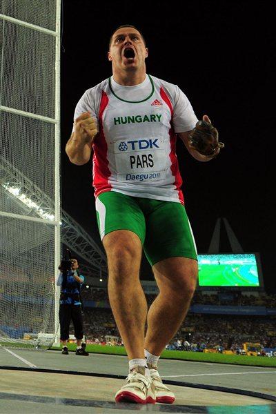 Krisztian Pars of Hungary reacts in the Men's Hammer Final  (Getty Images)