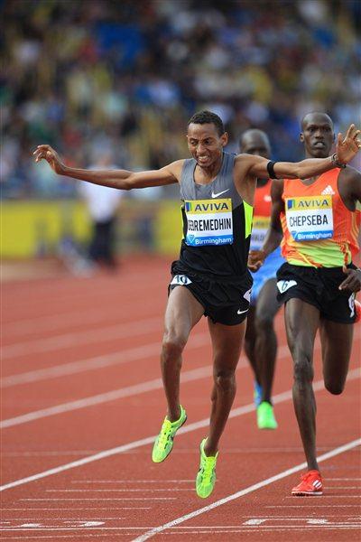 Mekonnen Gebremedhin takes down a strong 1500m field in Birmingham (Jean-Pierre Durand)