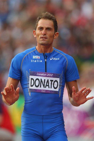 Fabrizio Donato of Italy reacts during the Men's Triple Jump Final on Day 13 of the London 2012 Olympic Games at Olympic Stadium on August 9, 2012 (Getty Images)