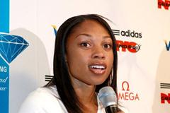 Allyson Felix at the pre-meet press conference in New York (Victah Sailer)