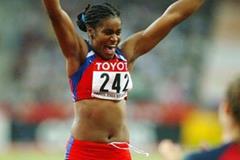 Yipsi Moreno of Cuba after winning the women's hammer throw (Getty Images)