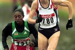 Wami and Radcliffe leading the women's short race in Ostend (© Allsport)