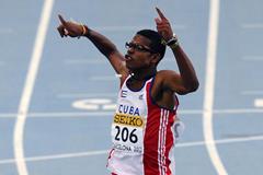 Yordan L. O'Farrill of Cuba wins the Men's 110m Hurdles on the day three of the 14th IAAF World Junior Championships in Barcelona 2012 (Getty Images)