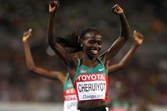 Vivian Cheruiyot of Kenya celebrates winning the women's 10,000m final in Daegu (Getty Images)